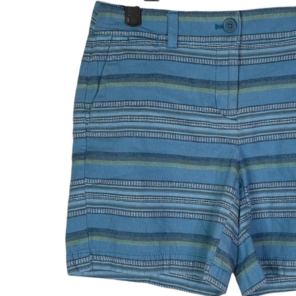 Ann Taylor Striped Casual Flat Front Shorts Pockets Lightweight Cotton 2 Blue - Picture 4 of 15